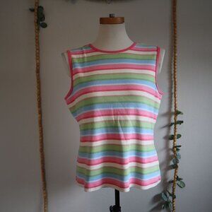Land's End Rainbow Striped Soft Sleeveless Tank Size Medium